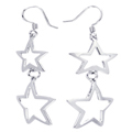 wholesale sterling silver two star hook earrings