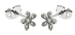 sterling silver rhodioum plated flower cz stud earrings