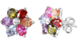 sterling silver multi color cz flower stud earrings