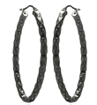 sterling silver black rhodium plated oval hoop earrings