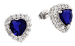 wholesale silver blue and heart cz stud earrings