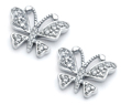 sterling silver rhodioum plated butterfly cz stud earrings