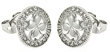 sterling silver rhodioum plated clover cz stud earrings