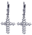 wholesale silver cross cz hoop earrings