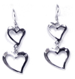 wholesale sterling silver two graduated heart earrings