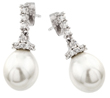 sterling silver rhodioum plated cz pearl stud earrings