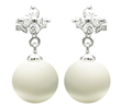 wholesale silver cz enamel pearl stud earrings