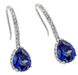 wholesale silver teardrop channel set purple cz hook earrings