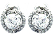 sterling silver rhodioum plated round center cz stud earrings