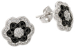 sterling silver black and silver rhodium plated flower cz stud earrings