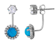 wholesale silver round cz with round turquoise earrings
