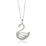 wholesale sterling silver open swan cz necklace