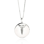 wholesale sterling silver high poloshed medical disc cz necklace