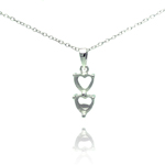 wholesale sterling silver double open heart cz necklace