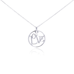wholesale sterling silver diamond love circle pendant necklace