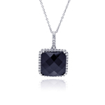 wholesale sterling silver cz square onyx pendant necklace