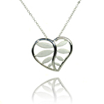 wholesale sterling silver heart leaf pendant necklace