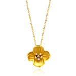 sterling silver gold plated cz flower pendant necklace