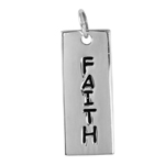 wholesale sterling silver rectangular 'faith' tag pendant
