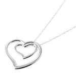 sterling silver double open heart pendant necklace
