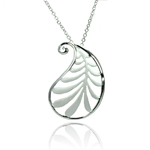 wholesale sterling silver cz leave pendant necklace
