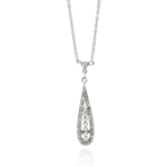 wholesale sterling silver long teardrop cz necklace