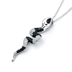 wholesale sterling silver black and snake cz necklace