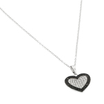 sterling silver and black rhodium plated cz pave pendant necklace