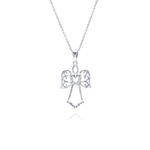 wholesale sterling silver cz angel saint pendant necklace