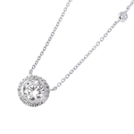 wholesale sterling silver round cluster cz pendant necklace