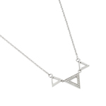 wholesale sterling silver cz triple triangle pendant necklace