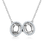wholesale sterling silver double halo mounting necklace