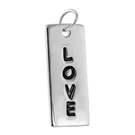 wholesale sterling silver rectangular 'love' tag pendant