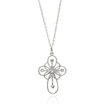 wholesale sterling silver cz cross pendant necklace