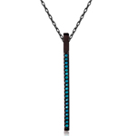 sterling silver black rhodium long bar necklace with synthetic turquoise stones