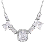 wholesale sterling silver square halo center 7 cz necklace