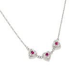 wholesale sterling silver cz 3 red hearts pendant necklace