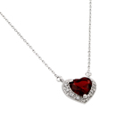 wholesale sterling silver red heart cz inlay necklace
