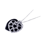 sterling silver black onyx rhodium plated heart pendant necklace