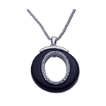 sterling silver open round cz black onyx necklace