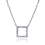 wholesale 925 sterling silver cz open square pendant necklace