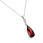 wholesale sterling silver teardrop red cz dangling necklace