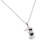 wholesale sterling silver cz and onyx sea horse pendant necklace