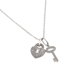 wholesale sterling silver cz lock and key pendant necklace