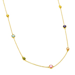 sterling silver gold plate multi color cz necklace