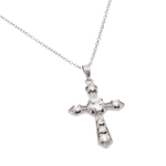 wholesale sterling silver gothic cross with cz stones pendant necklace