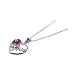 sterling silver red cz rhodium plated love heart pendant necklace