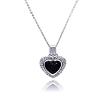 sterling silver double heart pendant necklace