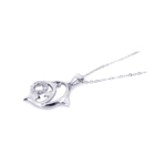 sterling silver open dolphin cz necklace