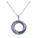 sterling silverrhodium open circle black and cz necklace
